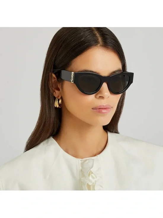 Saint Laurent Black Cat-Eye Sunglasses with Gold YSL Accent - Picture 5 of 5